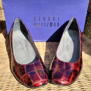 Stuart Weitzman Crocodile Patent Wedges Size 8N